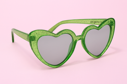 GLITTER GIRL SPARKLING HEART WOMENS SUNGLASSES- EMERALD
