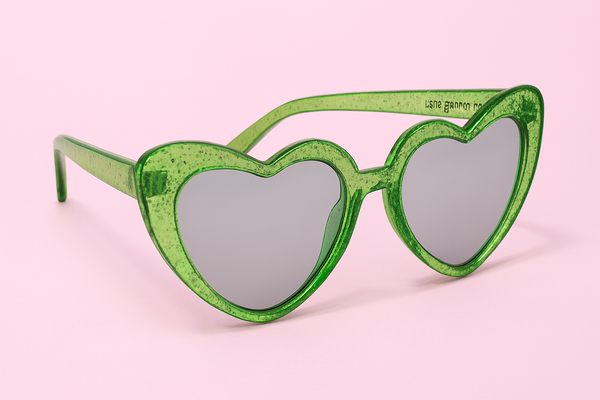 GLITTER GIRL SPARKLING HEART WOMENS SUNGLASSES- EMERALD