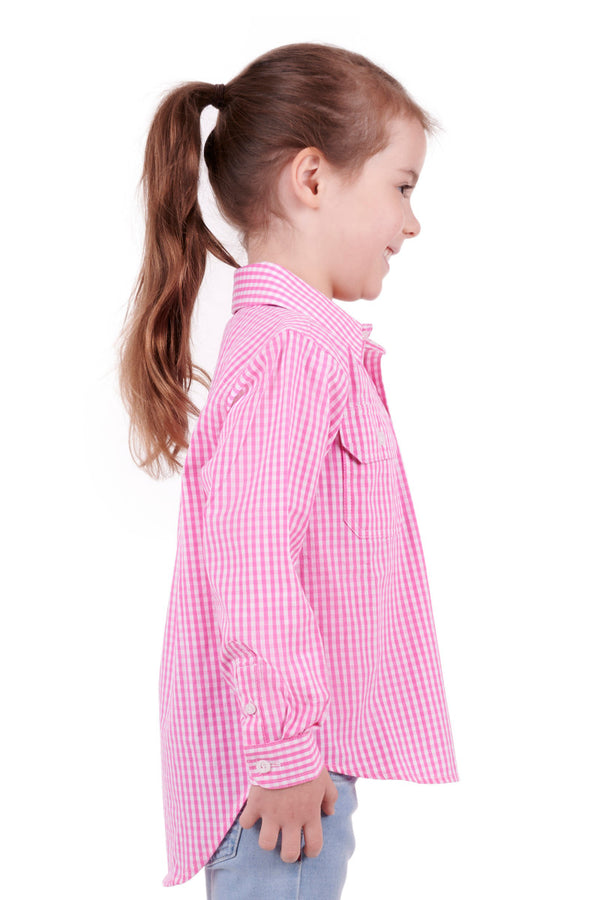 Hard Slog Kids Luvenia Half Placket Long Sleeve Shirt - Pink