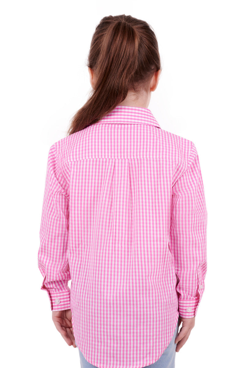 Hard Slog Kids Luvenia Half Placket Long Sleeve Shirt - Pink