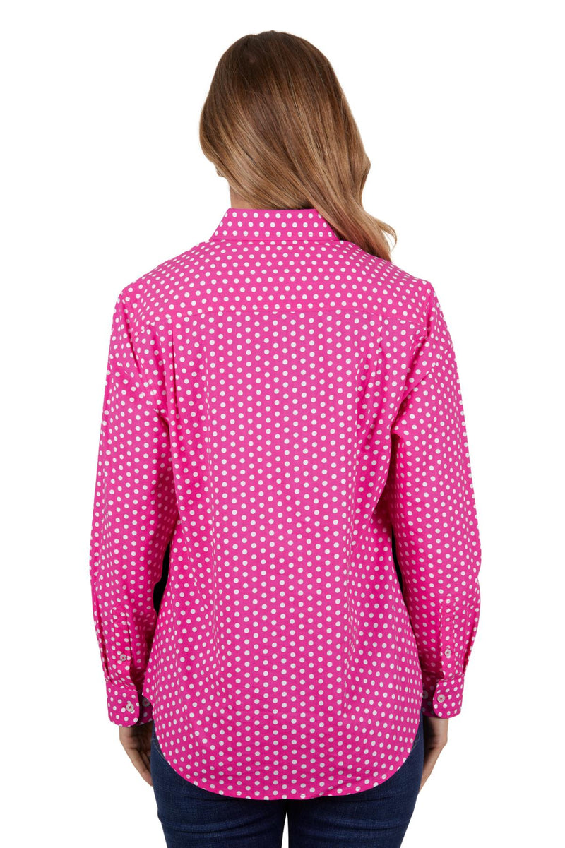 Hard Slog Womens Kelly Half Placket Long Sleeve Shirt - Pink