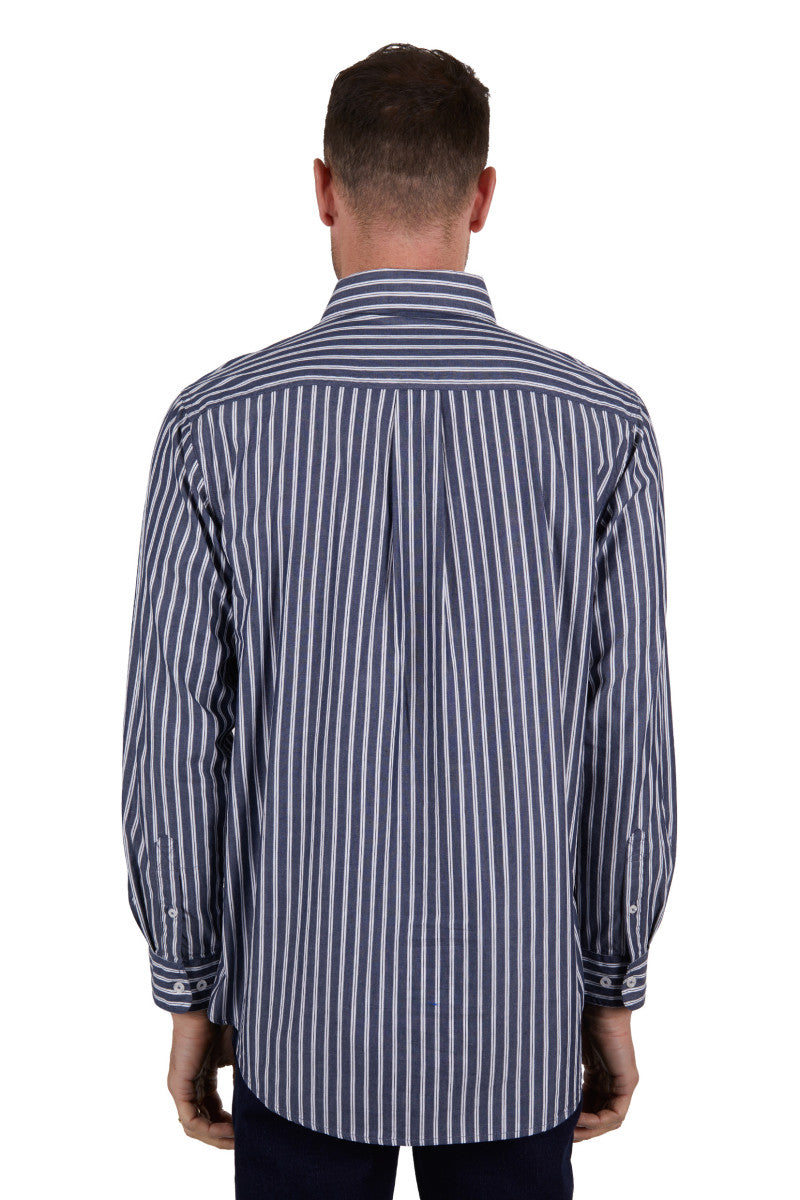 Hard Slog Men's Ken 1/2 Placket Long Sleeve Shirt - Navy/White