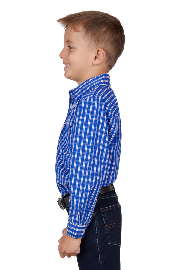 Hard Slog Kids Tad 1/2 Placket Long Sleeve Shirt - Royal