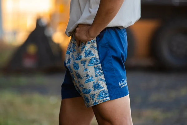 Crowbar Youth Pauly Harlequin Shorts - Denim/Happy Days