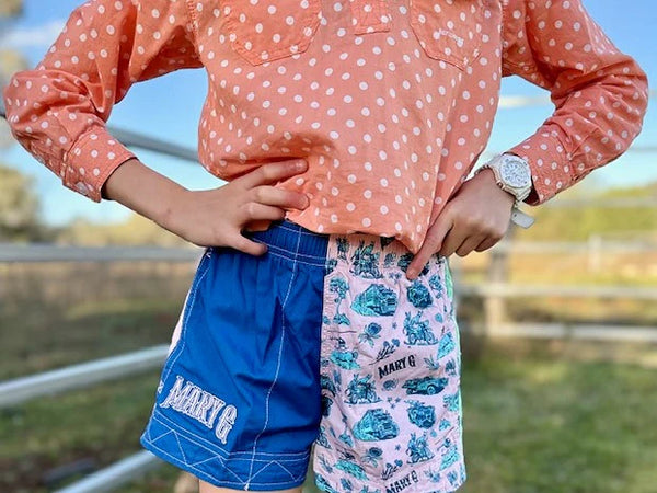 Mary G Ladies Old School Harlequin Shorts - Cobalt Blue/Happy Days/Spearmint/Pale Pink