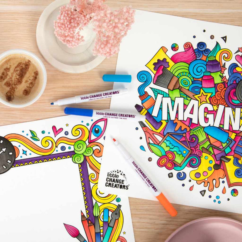 LITTLE CHANGE CREATORS SILICONE MAT COLOURING SET- IMAGINATION