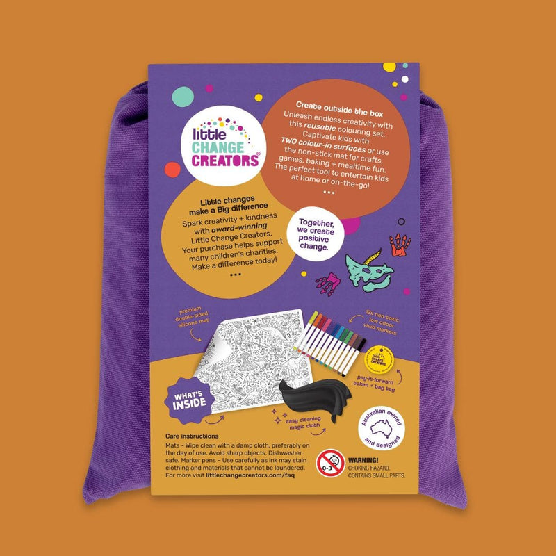 LITTLE CHANGE CREATORS SILICONE MAT COLOURING SET- JURASSIC