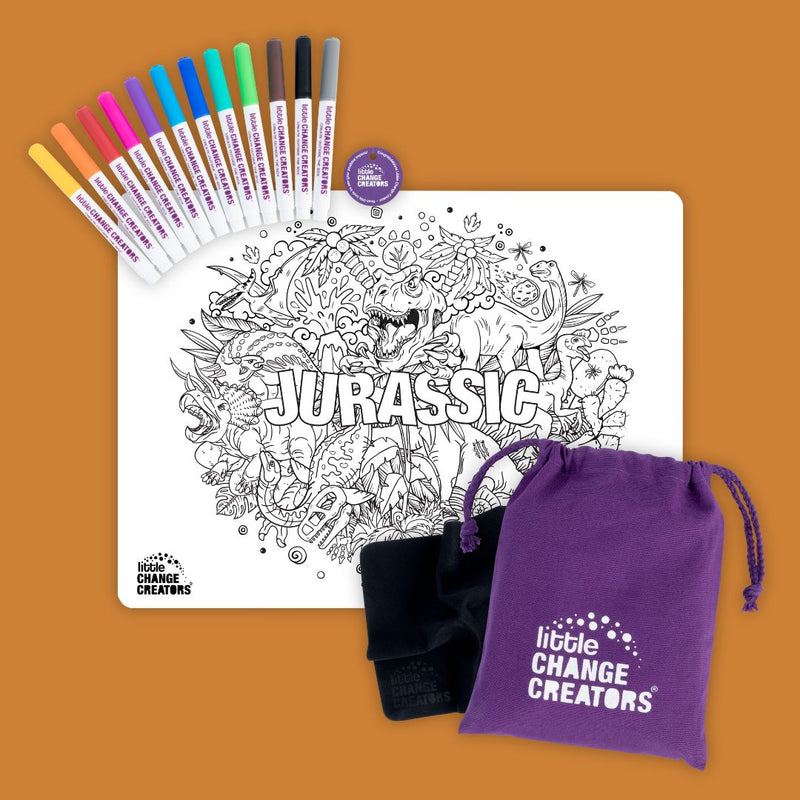 LITTLE CHANGE CREATORS SILICONE MAT COLOURING SET- JURASSIC