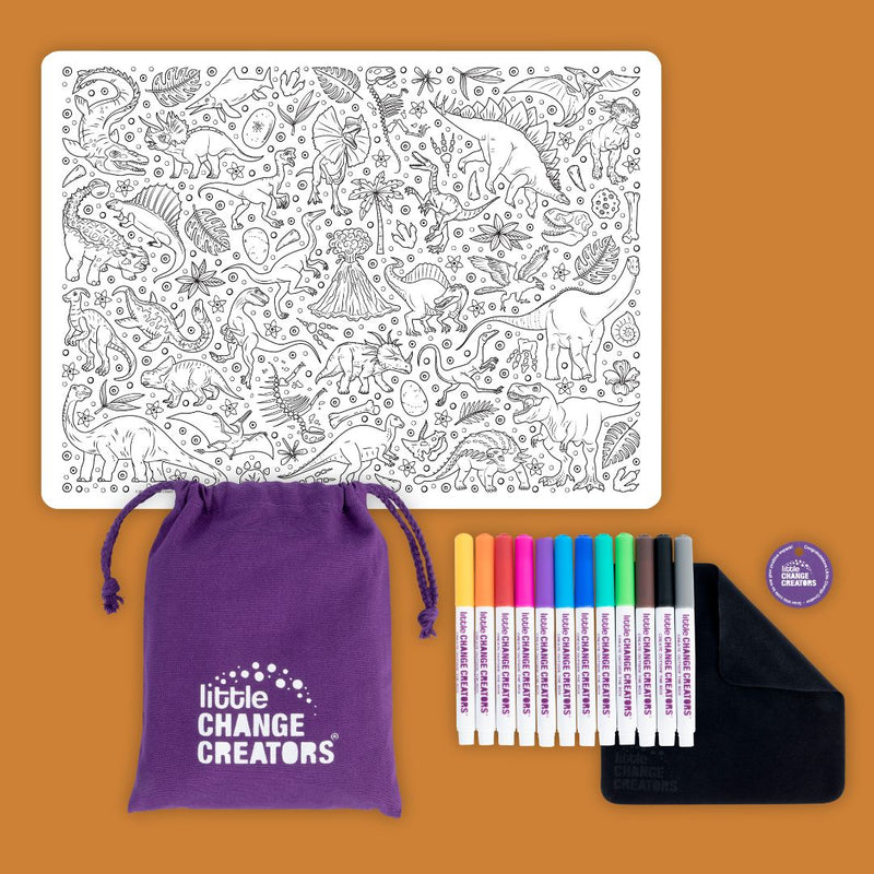 LITTLE CHANGE CREATORS SILICONE MAT COLOURING SET- JURASSIC