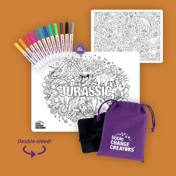 LITTLE CHANGE CREATORS SILICONE MAT COLOURING SET- JURASSIC