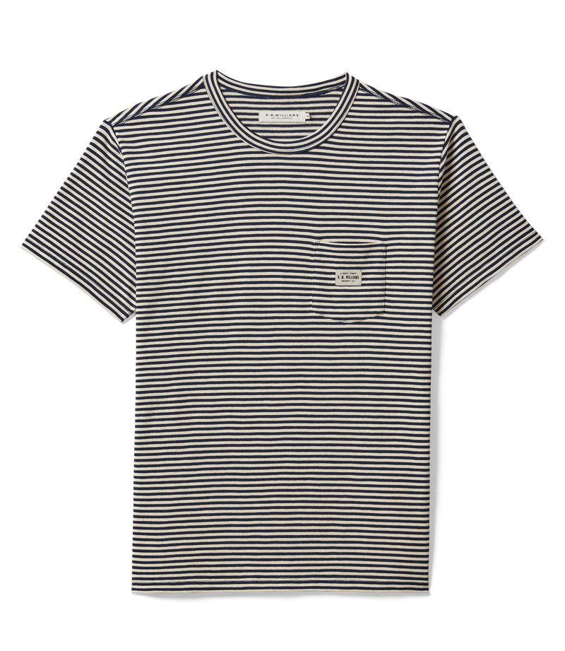 R.M. Williams Stanley Stripe T-Shirt - Sand/Navy