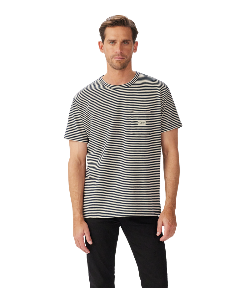 R.M. Williams Stanley Stripe T-Shirt - Sand/Navy