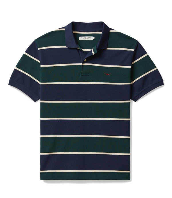 R.M. Williams Bright Polo - Navy/Green/Cream