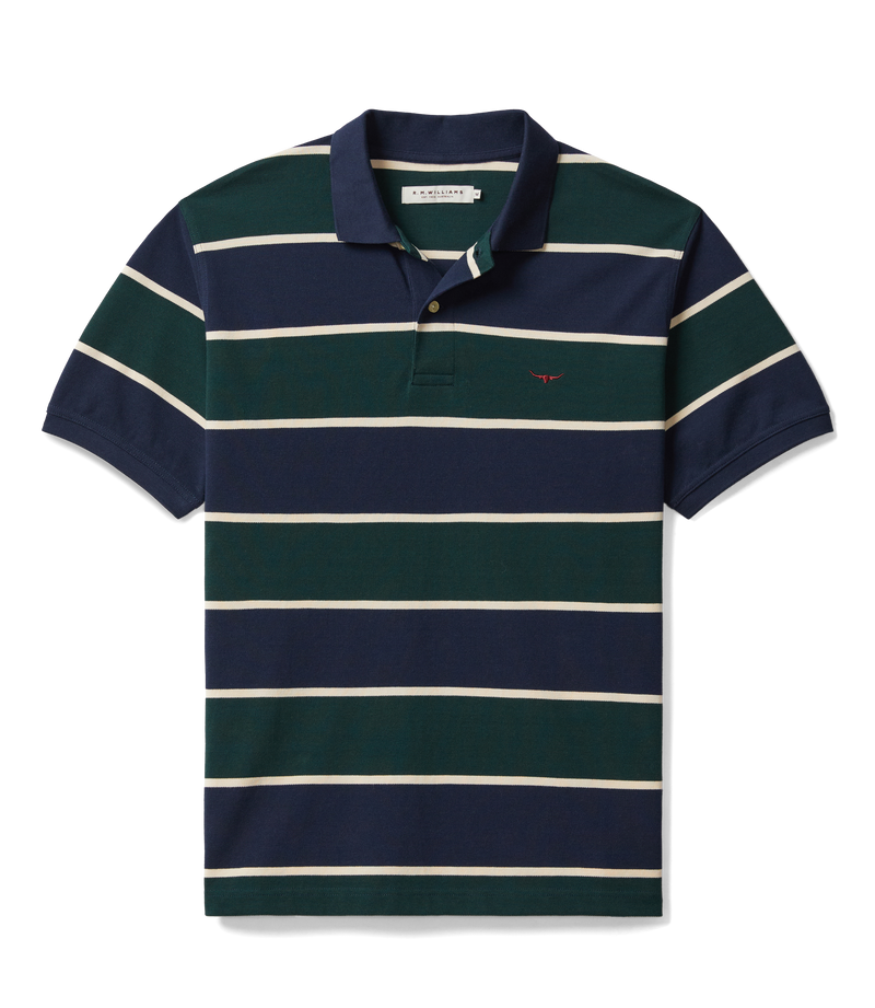R.M. Williams Bright Polo - Navy/Green/Cream