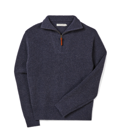 R.M. Williams Linton 1/4 Zip Lambswool Knit - Blue Marle