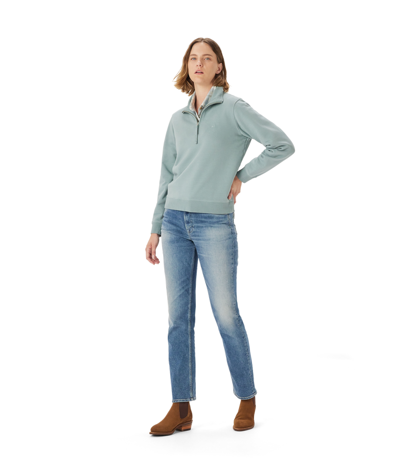 R.M. Williams Womens Trickett 1/4 Zip Sweatshirt - Jade