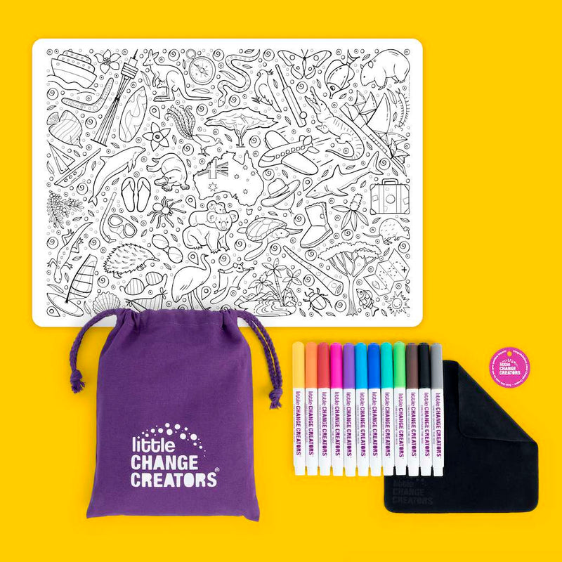 LITTLE CHANGE CREATORS SILICONE MAT COLOURING SET- AUSTRALIA