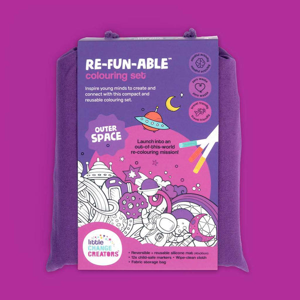 LITTLE CHANGE CREATORS SILICONE MAT COLOURING SET- OUTER SPACE