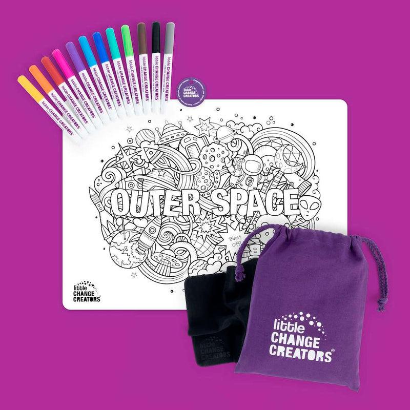 LITTLE CHANGE CREATORS SILICONE MAT COLOURING SET- OUTER SPACE