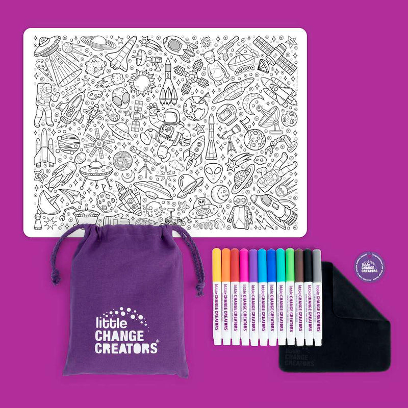 LITTLE CHANGE CREATORS SILICONE MAT COLOURING SET- OUTER SPACE