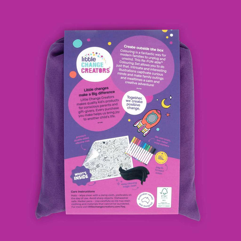 LITTLE CHANGE CREATORS SILICONE MAT COLOURING SET- OUTER SPACE