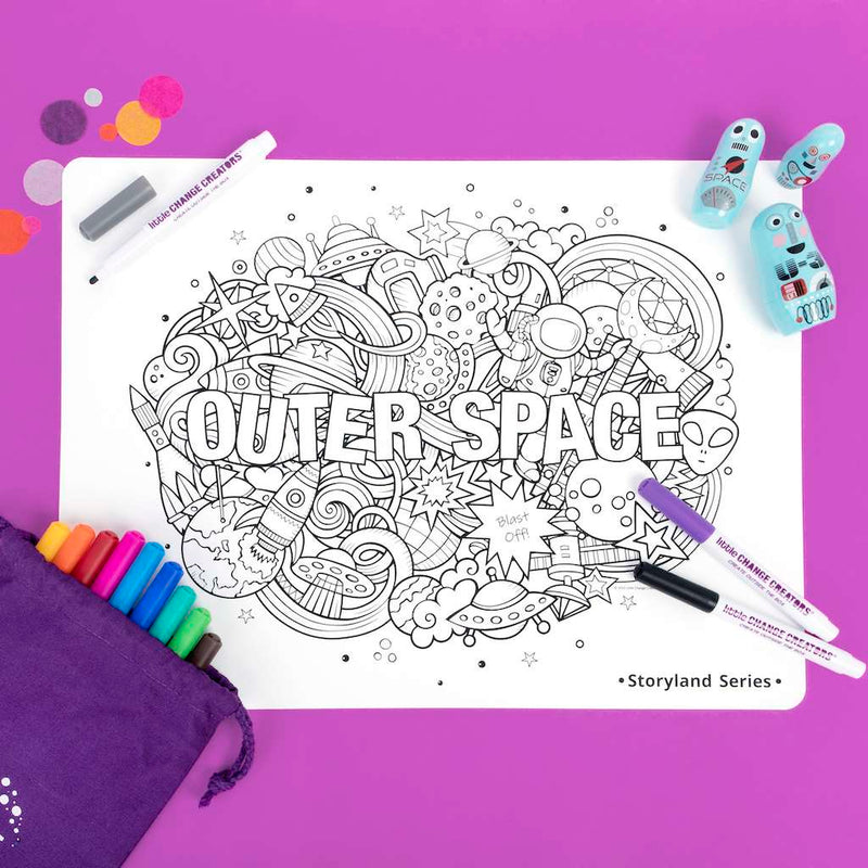 LITTLE CHANGE CREATORS SILICONE MAT COLOURING SET- OUTER SPACE