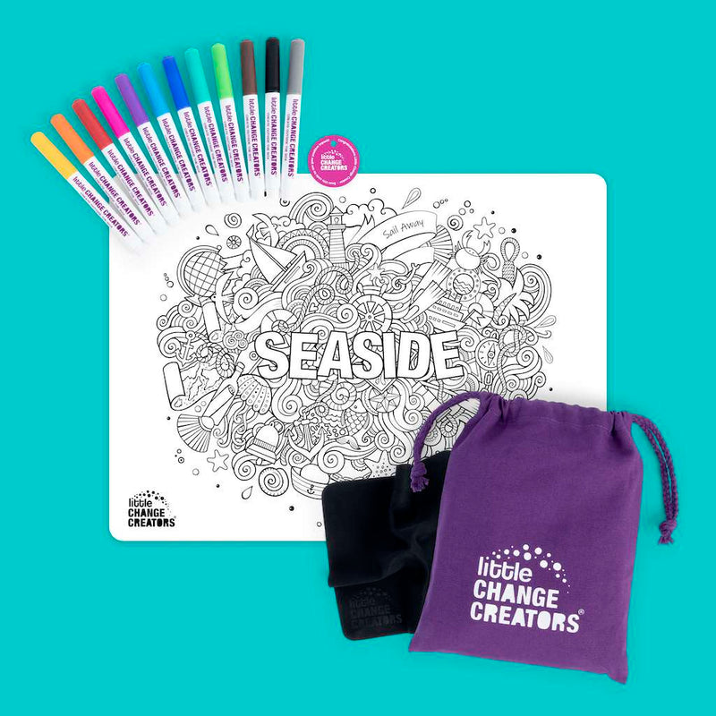 LITTLE CHANGE CREATORS SILICONE MAT COLOURING SET- SEASIDE