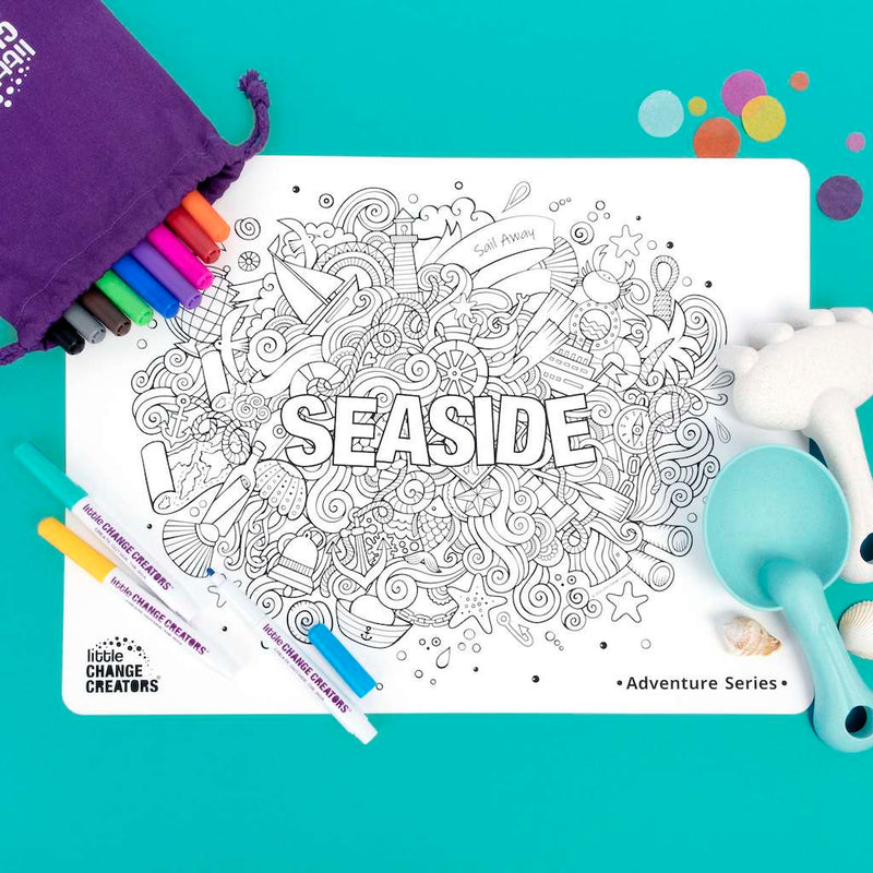 LITTLE CHANGE CREATORS SILICONE MAT COLOURING SET- SEASIDE