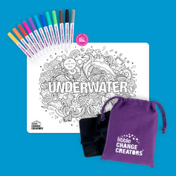 LITTLE CHANGE CREATORS SILICONE MAT COLOURING SET- UNDER WATER