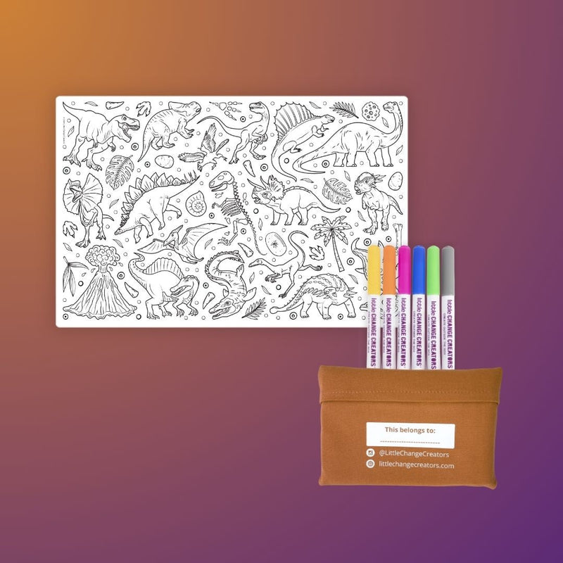 LITTLE CHANGE CREATORS SILICONE MAT COLORING SET- ROAR