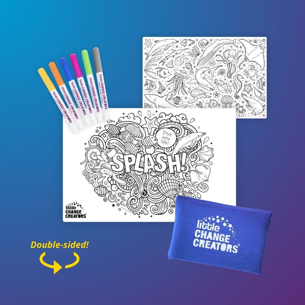 LITTLE CHANGE CREATORS SILICONE MAT COLOURING SET- SPLASH