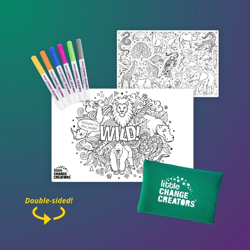 LITTLE CHANGE CREATORS SILICONE MAT COLOURING SET - WILD
