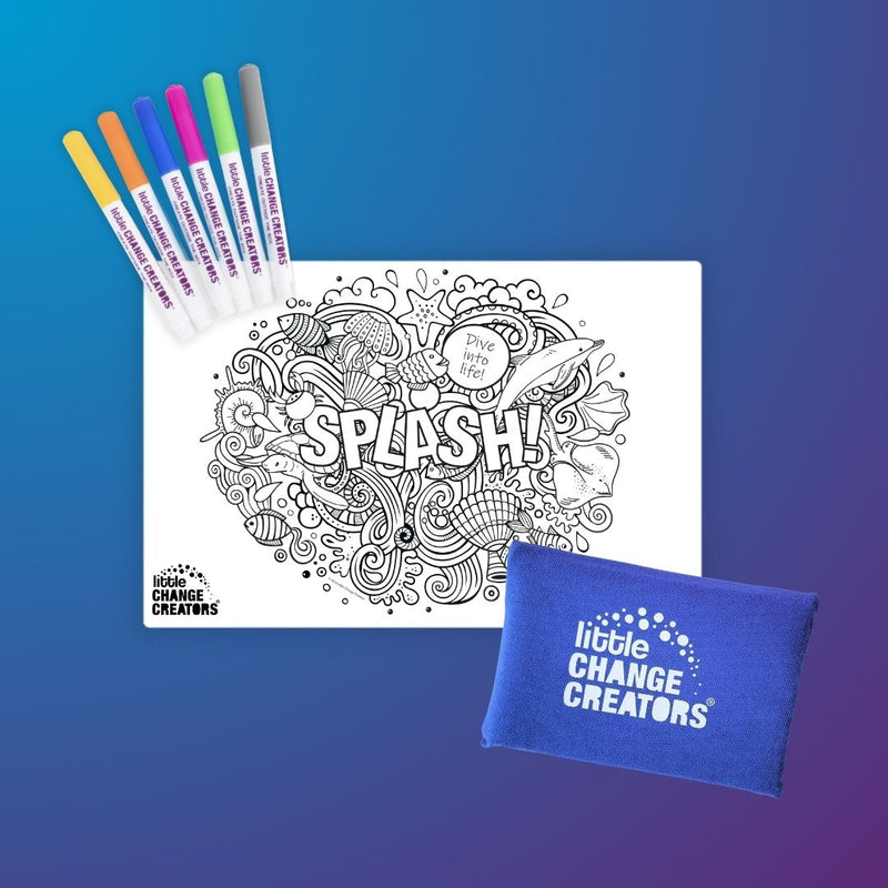 LITTLE CHANGE CREATORS SILICONE MAT COLOURING SET- SPLASH