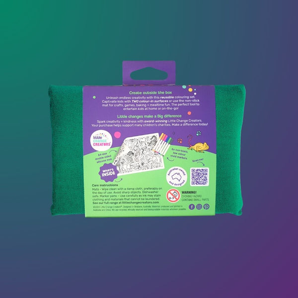 LITTLE CHANGE CREATORS SILICONE MAT COLOURING SET - WILD