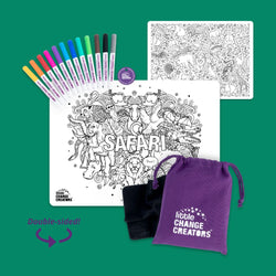 LITTLE CHANGE CREATORS SILICONE MAT COLOURING SET- SAFARI