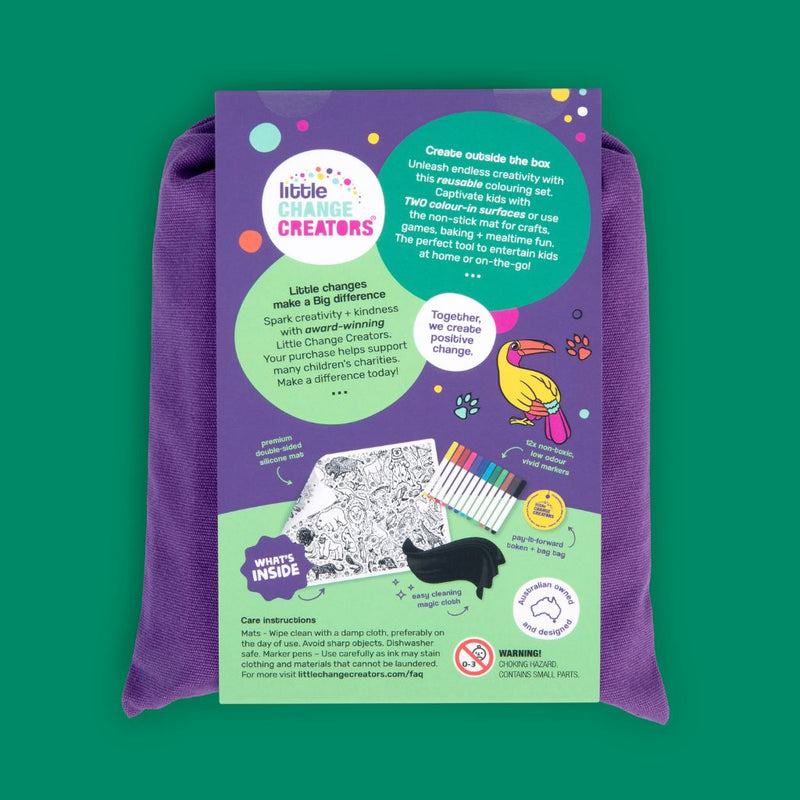 LITTLE CHANGE CREATORS SILICONE MAT COLOURING SET- SAFARI