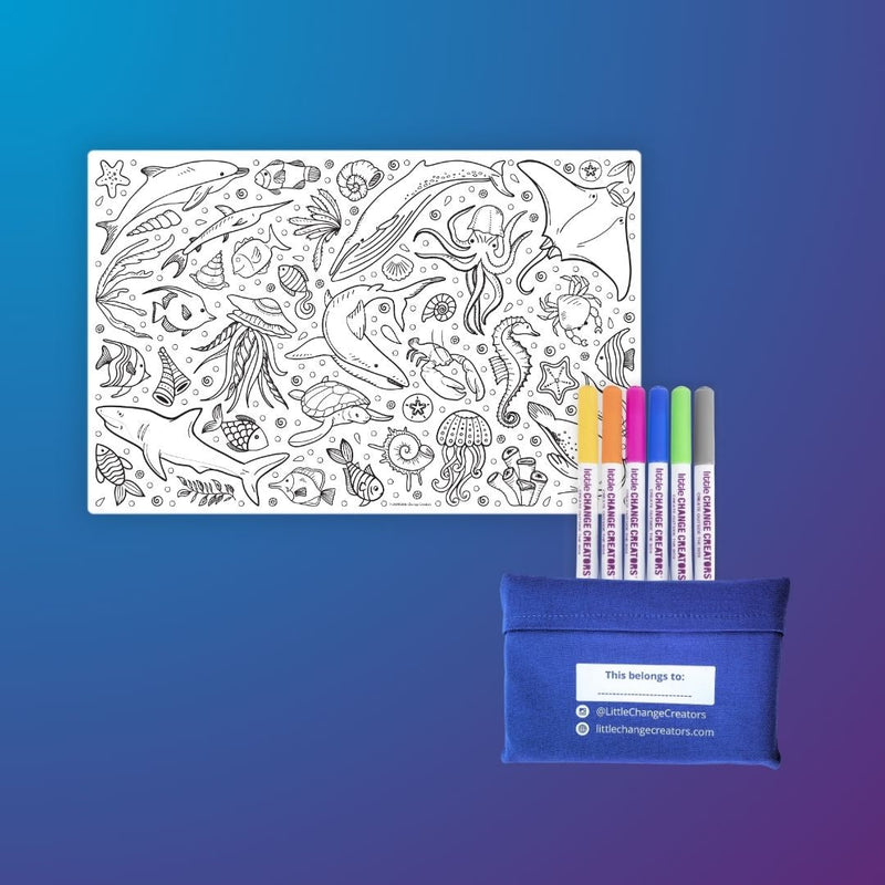LITTLE CHANGE CREATORS SILICONE MAT COLOURING SET- SPLASH