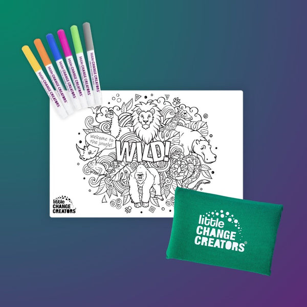 LITTLE CHANGE CREATORS SILICONE MAT COLOURING SET - WILD