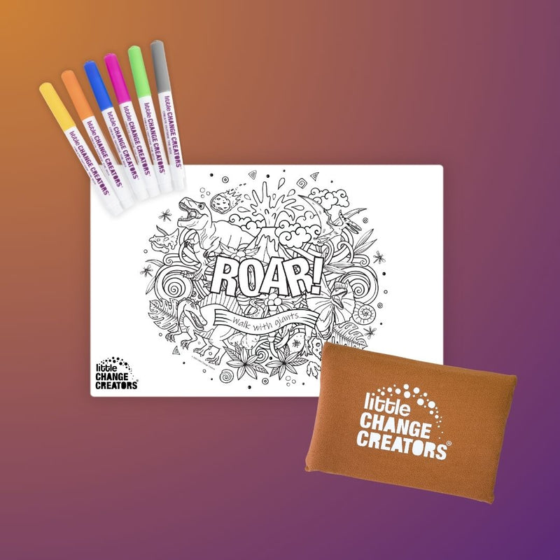 LITTLE CHANGE CREATORS SILICONE MAT COLORING SET- ROAR