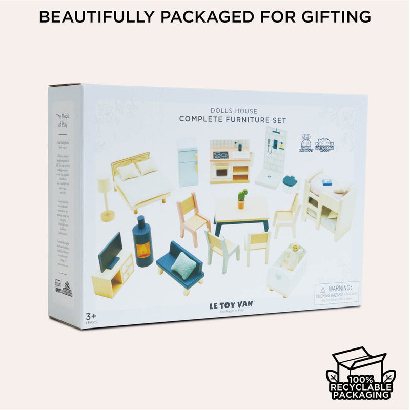 LE TOY VAN WOODEN DOLLS HOUSE COMPLETE FURNITURE SET