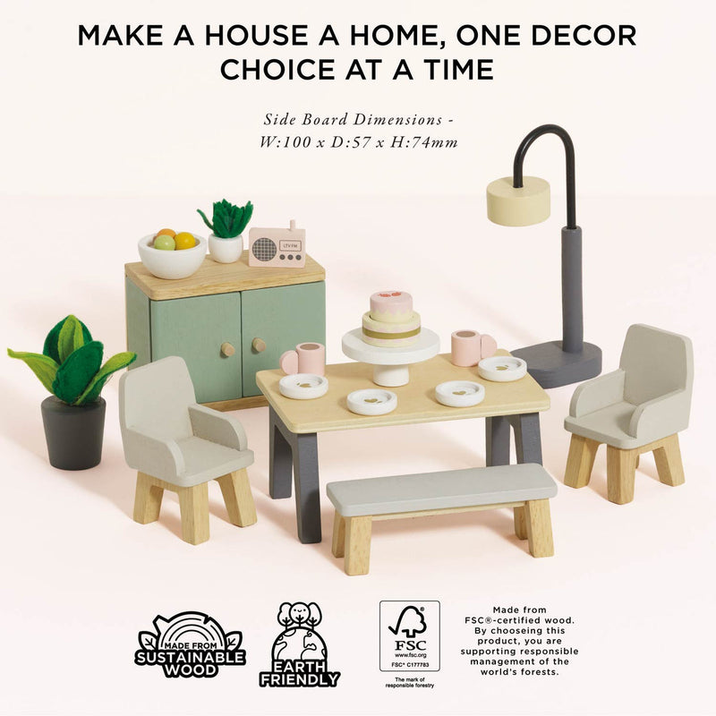 LE TOY VAN WOODEN DOLLS HOUSE DINING ROOM