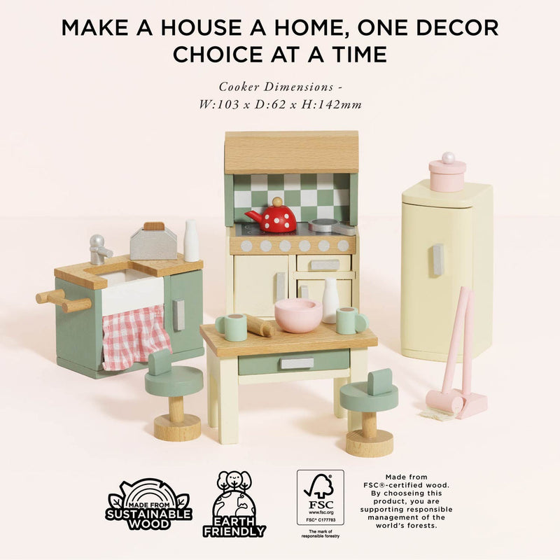 LE TOY VAN WOODEN DOLLS HOUSE KITCHEN