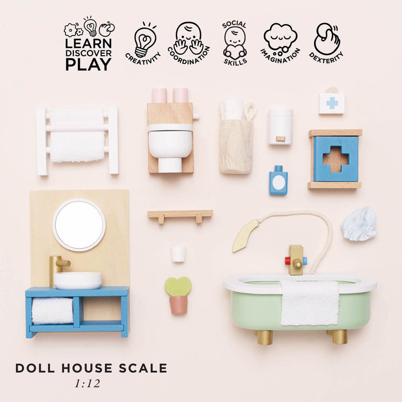 LE TOY VAN WOODEN DOLLS HOUSE BATHROOM FURNITURE