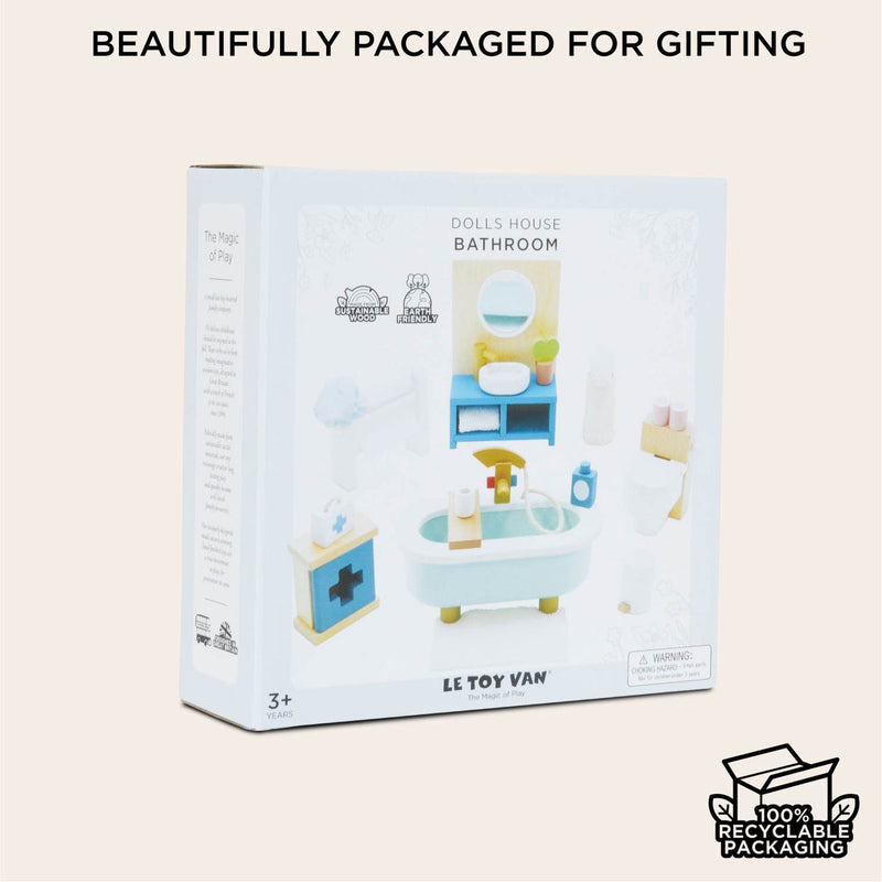 LE TOY VAN WOODEN DOLLS HOUSE BATHROOM FURNITURE