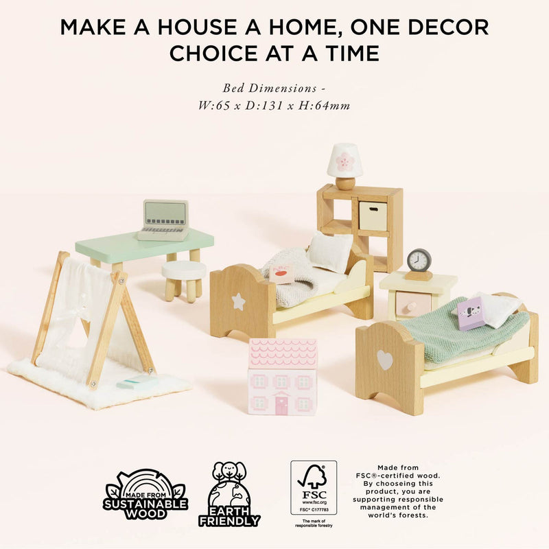 LE TOY VAN WOODEN DOLL HOUSE CHILDREN'S BEDROOM