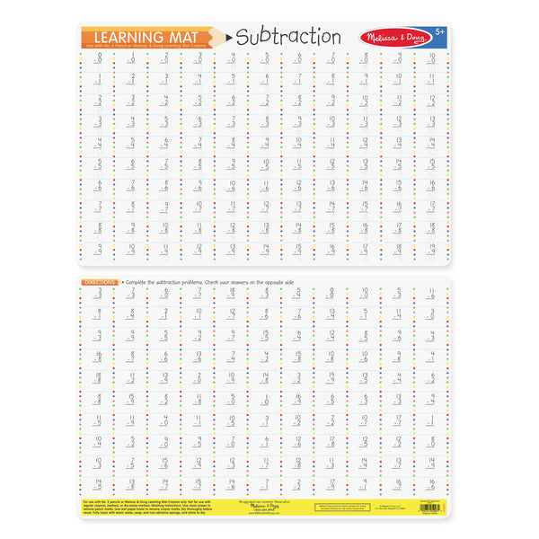 MELISSA AND DOUG SUBTRACTION WRITE-A-MAT
