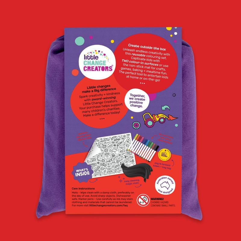 LITTLE CHANGE CREATORS SILICONE MAT COLOURING SET- ON-THE-GO