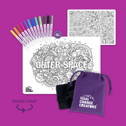 LITTLE CHANGE CREATORS SILICONE MAT COLOURING SET- OUTER SPACE
