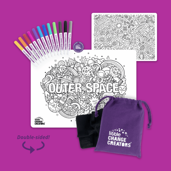LITTLE CHANGE CREATORS SILICONE MAT COLOURING SET- OUTER SPACE