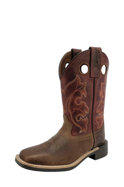 Pure Western Levi Children's Boot - Brown/Barn Red